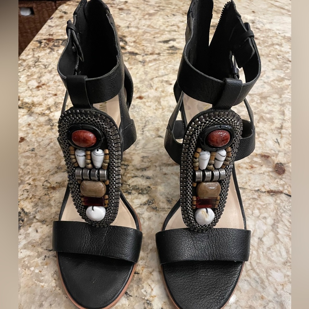 Nine West t-strap jeweled heel